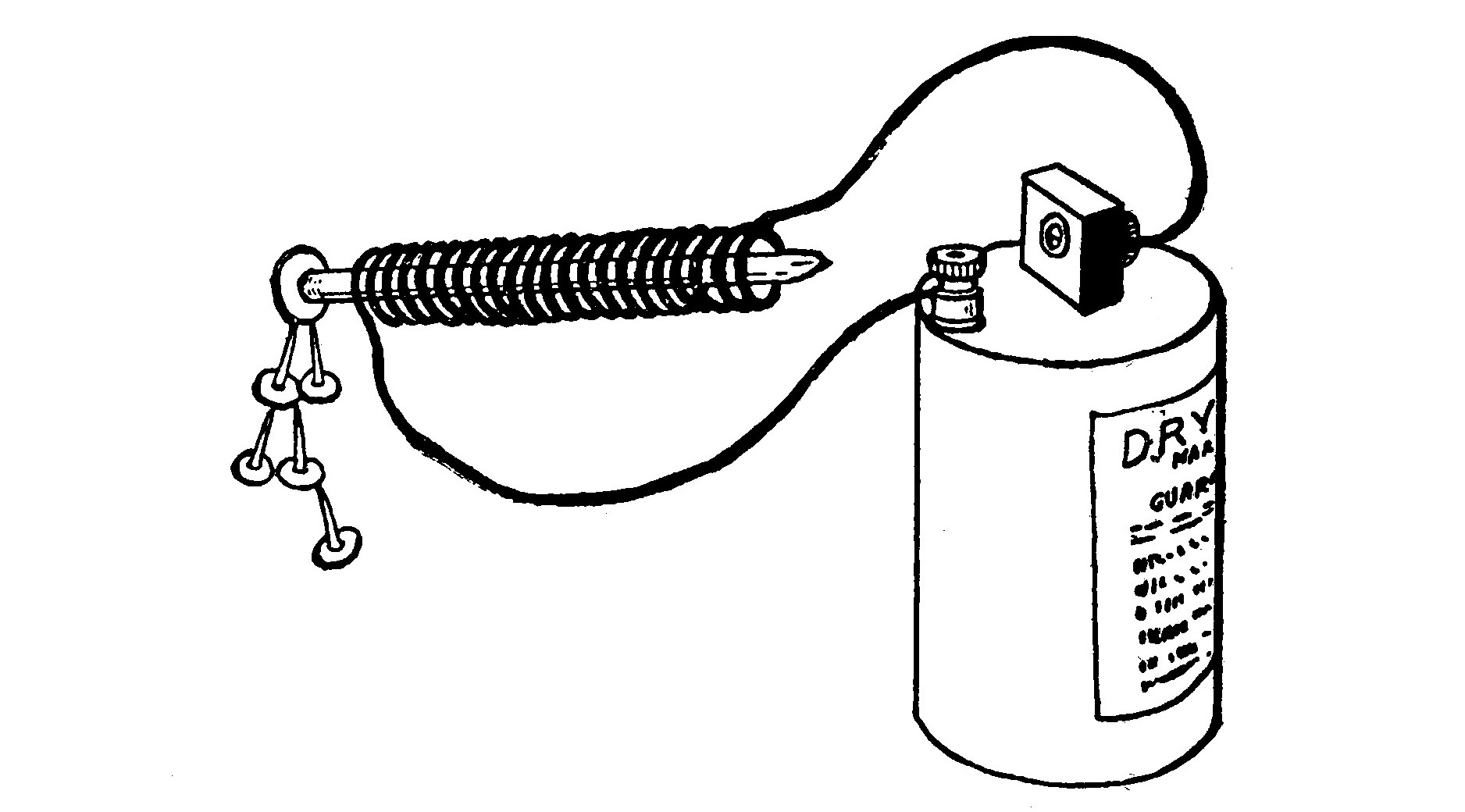 FIG. 5.—An increase in the number of turns of wire has resulted in considerable increase in the magnetism and this magnet is able to lift a much greater weight than that shown in Figure 4.