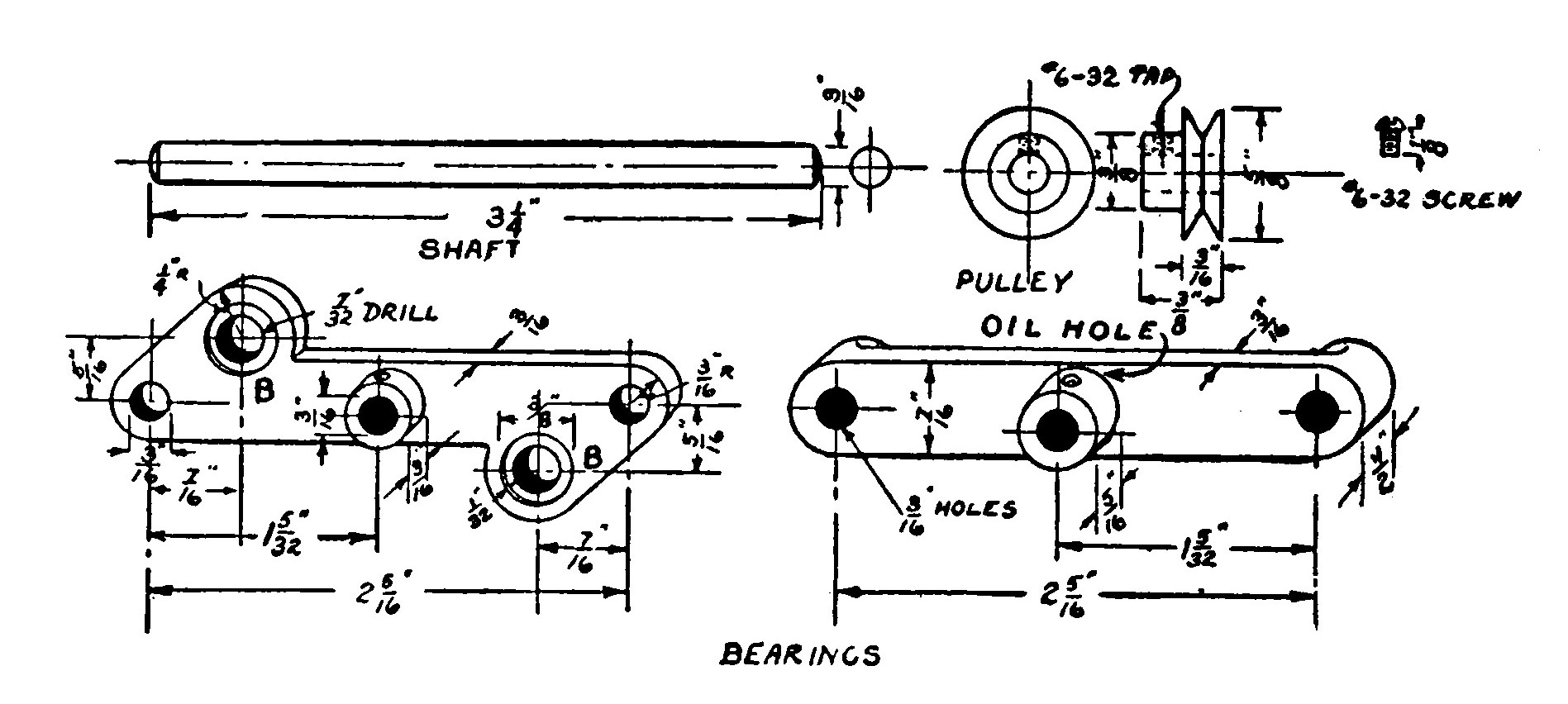 FIG. 66.—Details of the Bearings, Shaft, and Pulley.