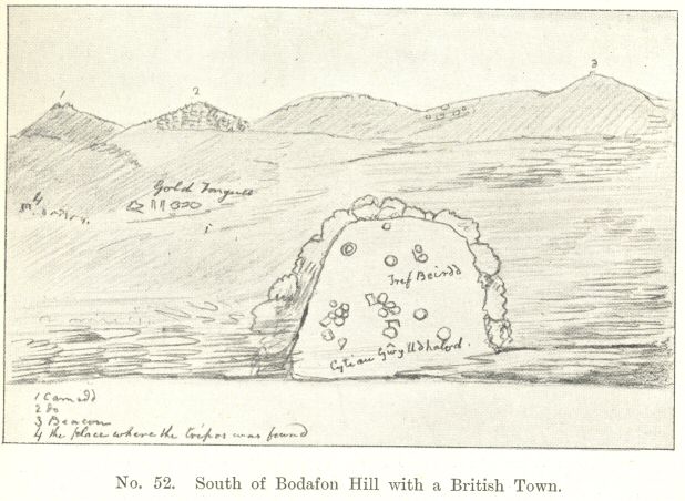 No. 52.  South of Bodafon Hill with a British Town