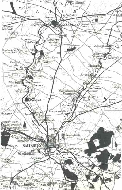 Map of the Amesbury area