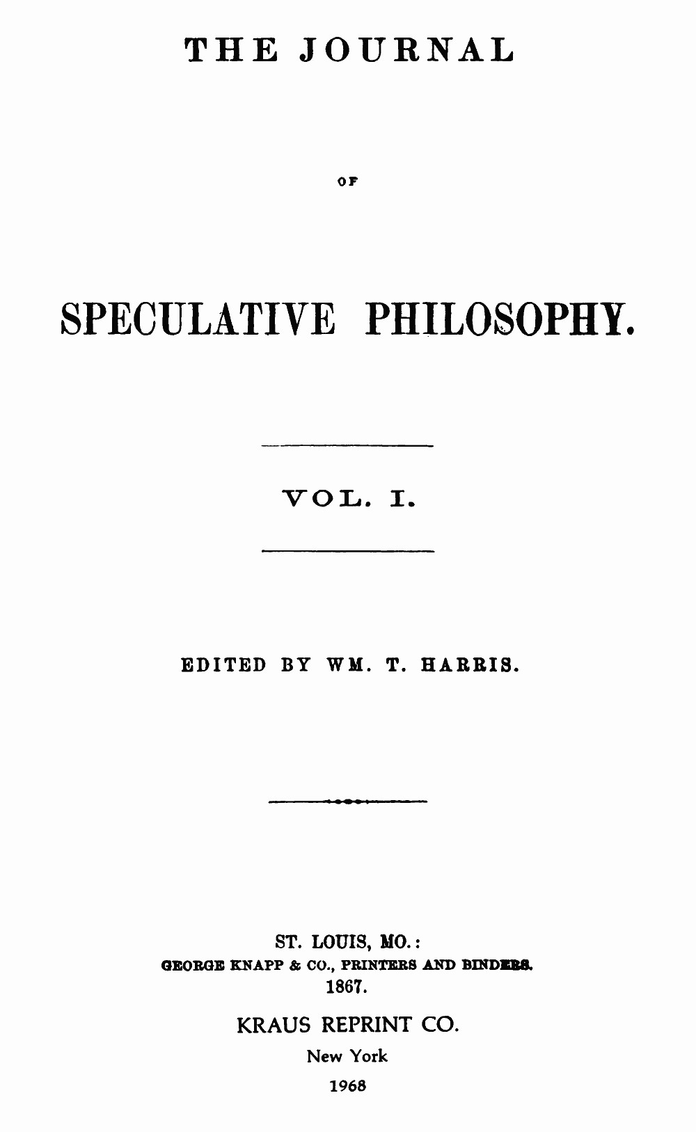The Project Gutenberg eBook of The Journal of Speculative Philosophy,