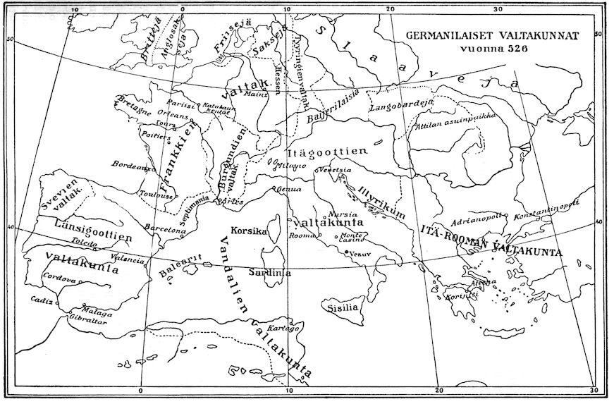 GERMANILAISET VALTAKUNNAT vuonna 526