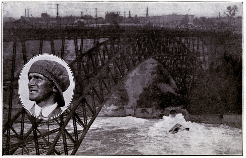 LINCOLN BEACHEY FLYING IN GORGE AT NIAGARA