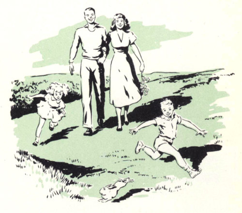 family in a field