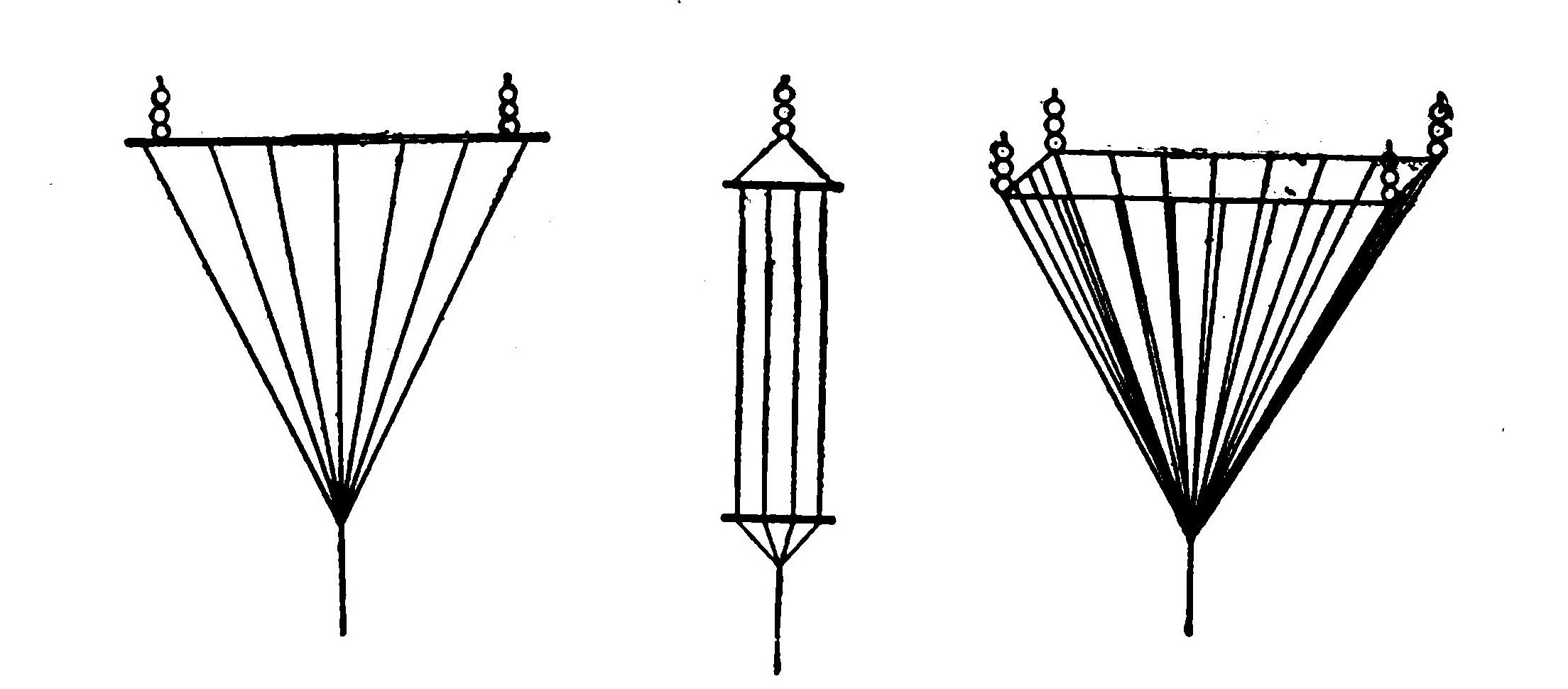 FIG. 15.—Vertical aerials of the "grid," "fan" and "inverted pyramid" types.