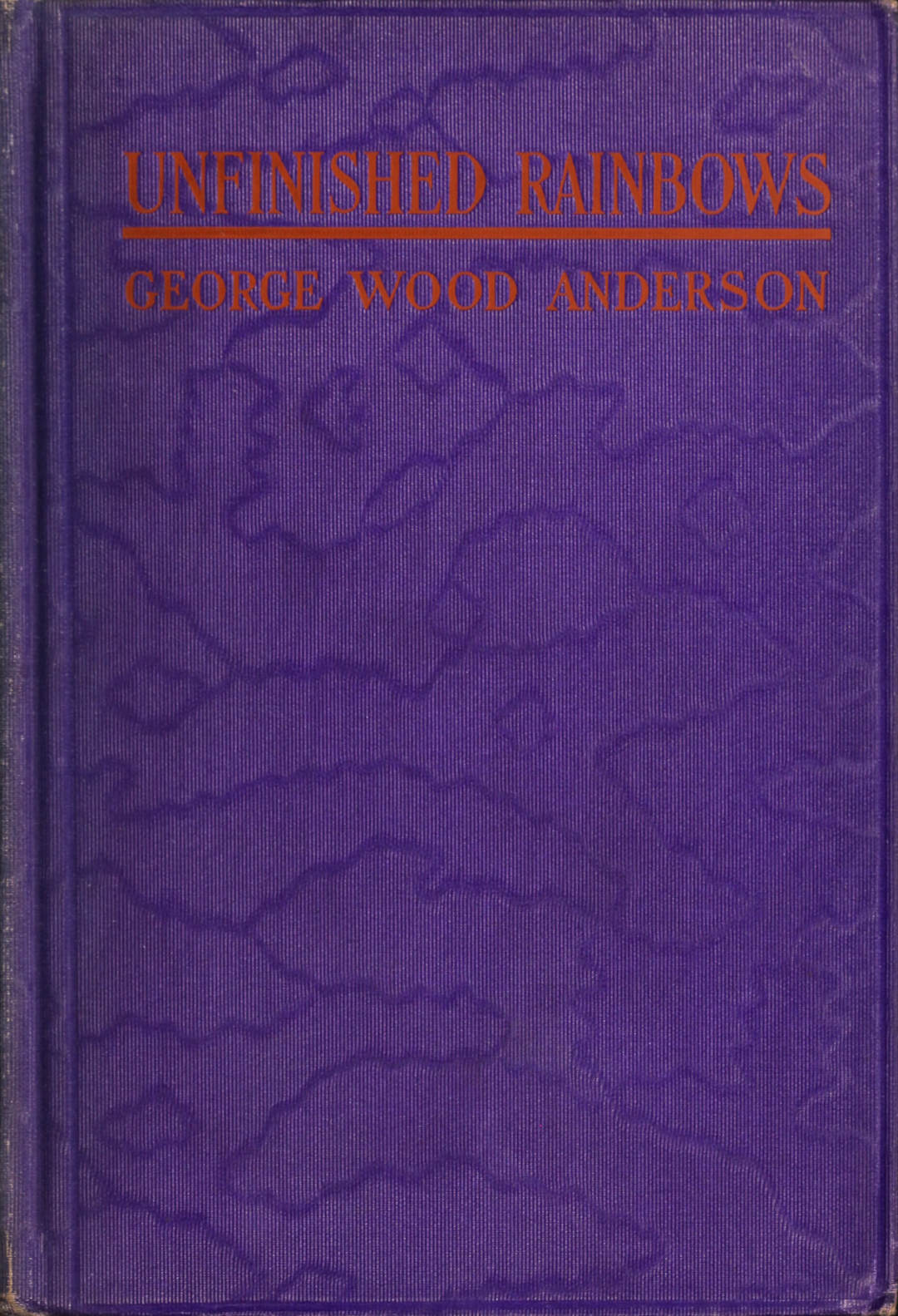Book cover, with the text “Unfinished Rainbows, George Wood Anderson” in red on a textured purple background.