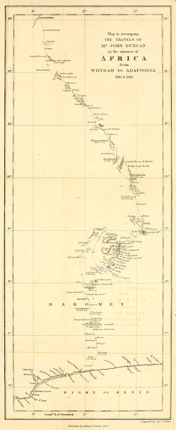 Map to accompany THE TRAVELS OF Mᴿ JOHN DUNCAN in the interior of AFRICA
