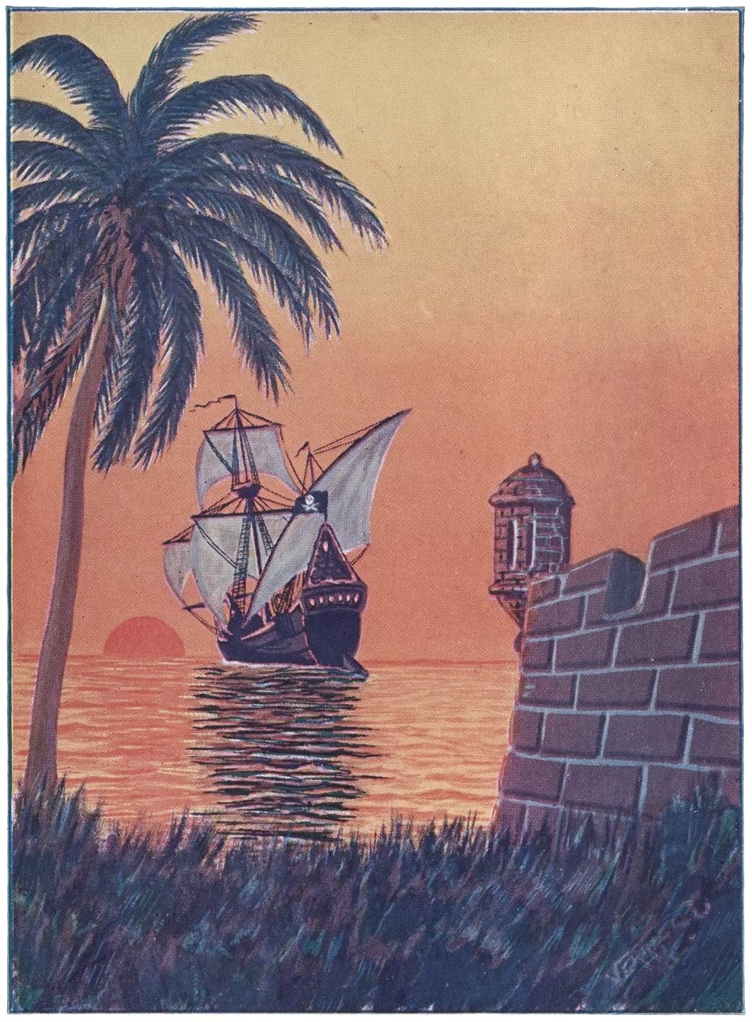 At dawn the buccaneers sailed away