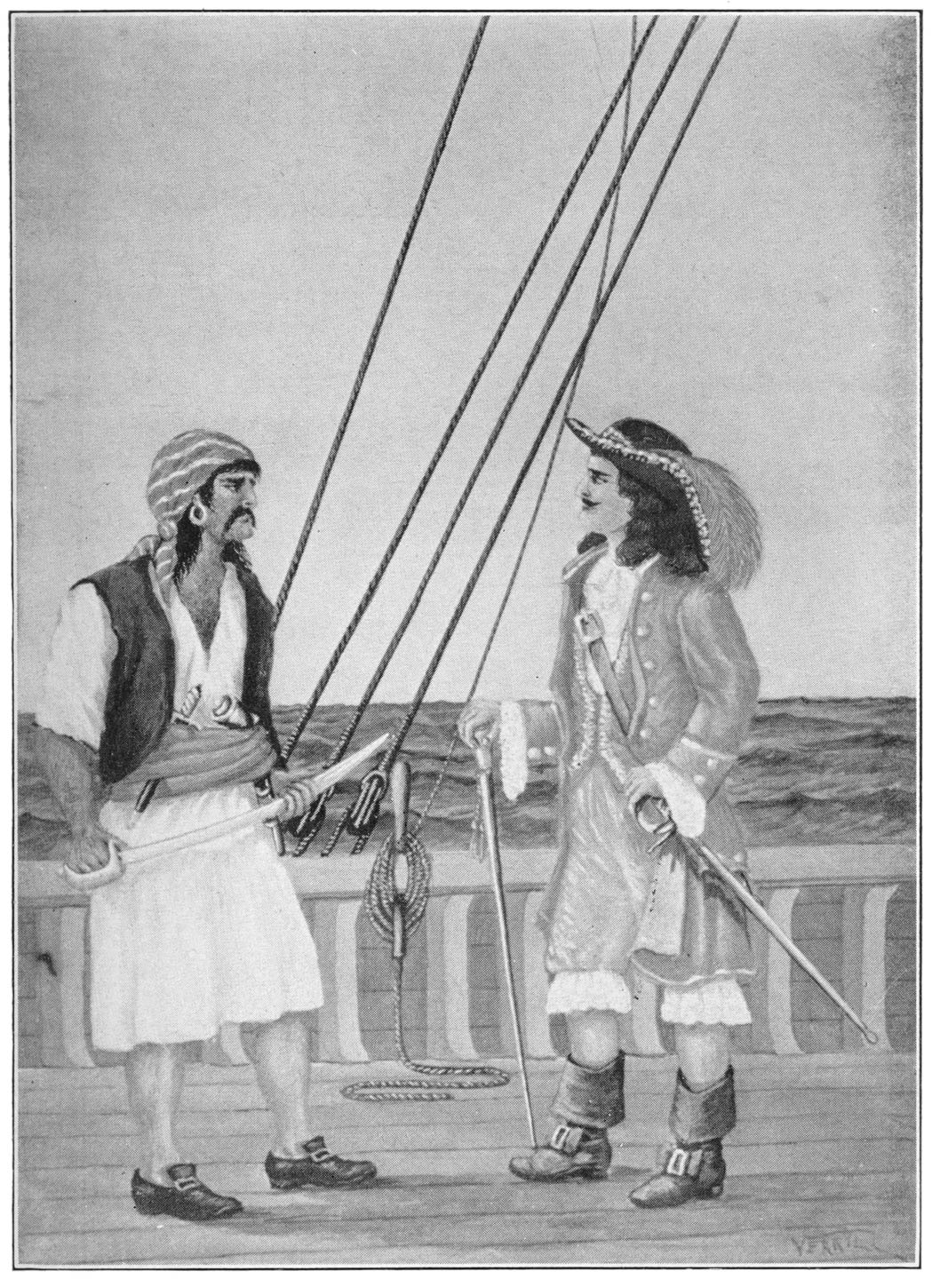 Sir Henry Morgan, the most famous of the buccaneers, with one of his crew