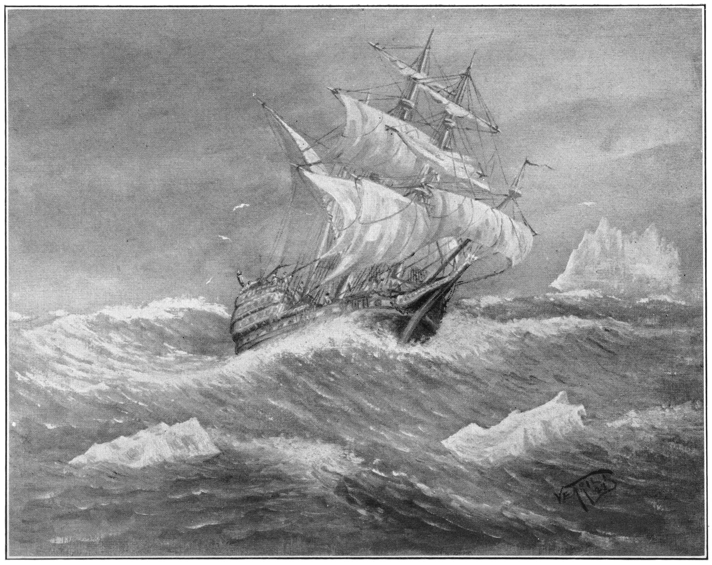 The battered, patched old galleon sailed southward around Cape Horn