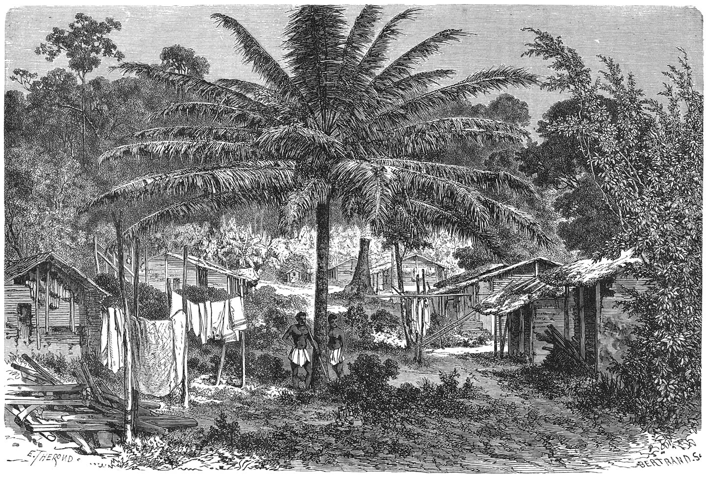 Gaboneesch dorp van Chinchoua (rivier Rhamboé.)