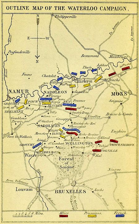 Outline map of the Waterloo campaign