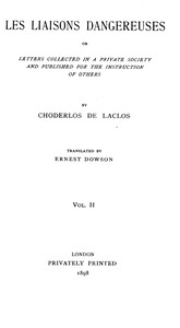 Les liaisons dangereuses, volume 2 (of 2)