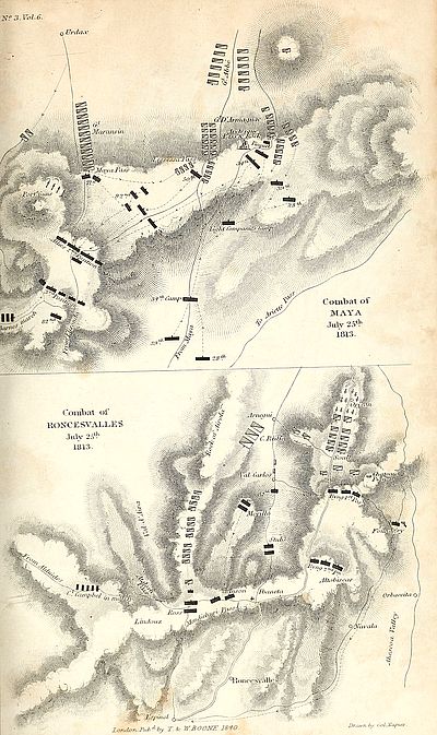Map of combat at Maya and Roncesvalles