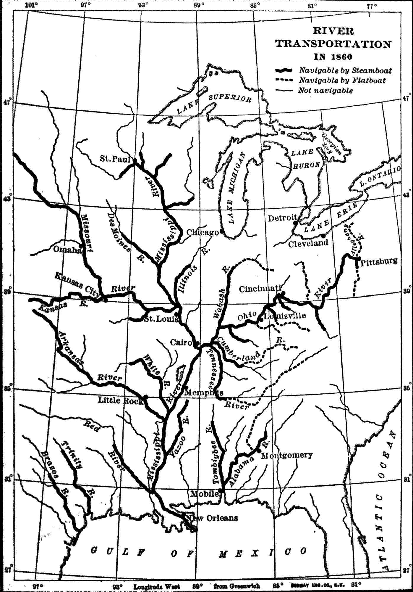 river transportation in 1860