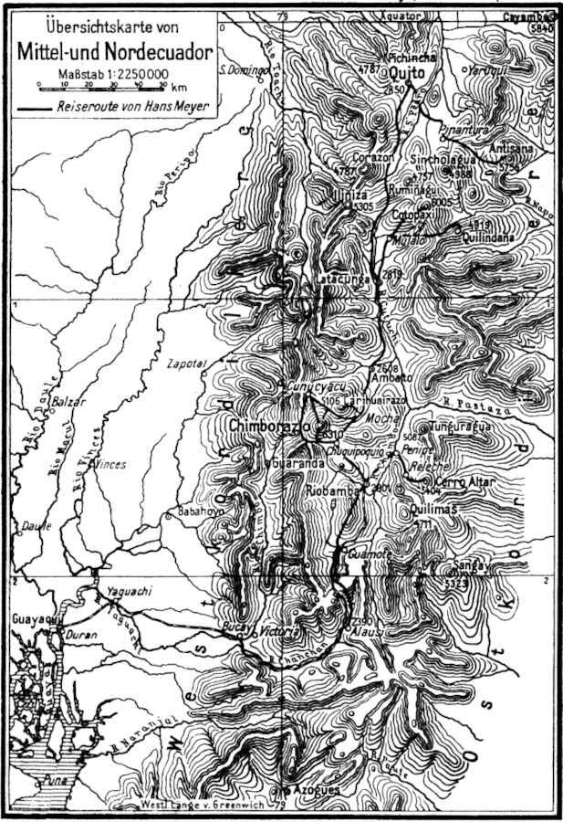 Übersichtskarte von Mittel- und Nordecuador