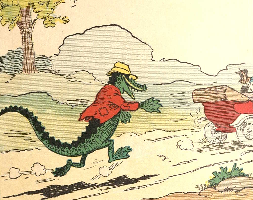 Alligator chasing car