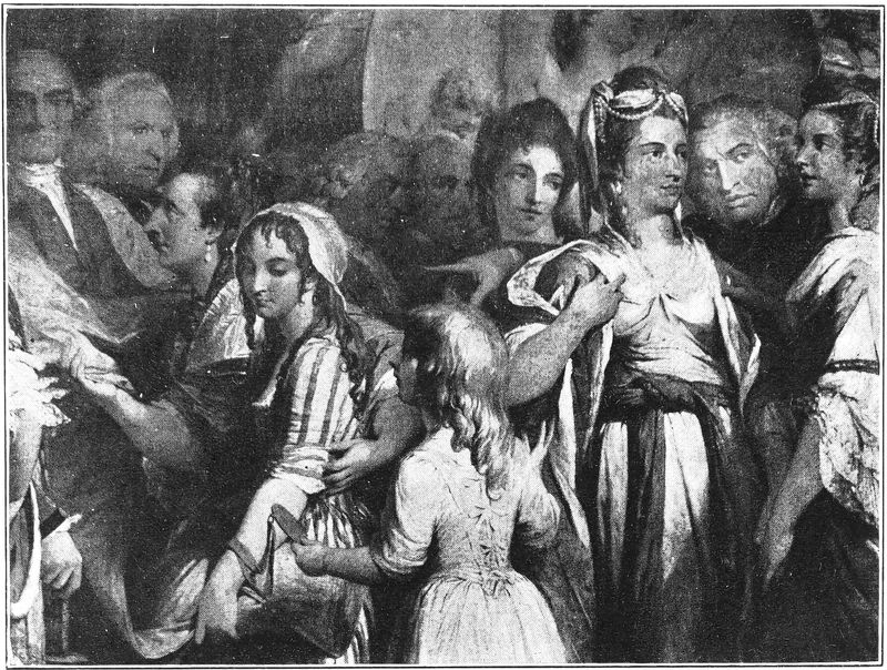 Fresco of people including Samuel Johnson and Mrs. Montagu