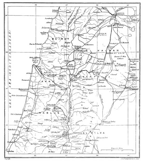 MAP OF THE COUNTRY EAST AND WEST OF THE JORDAN