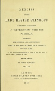 Memoirs of the Lady Hester Stanhope, as related by herself in conversations with her physician, vol. 2 (of 3)