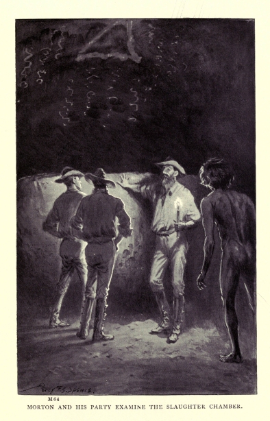 MORTON AND HIS PARTY EXAMINE THE SLAUGHTER CHAMBER.