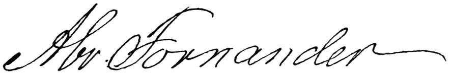 Signature: Abr. Fornander.