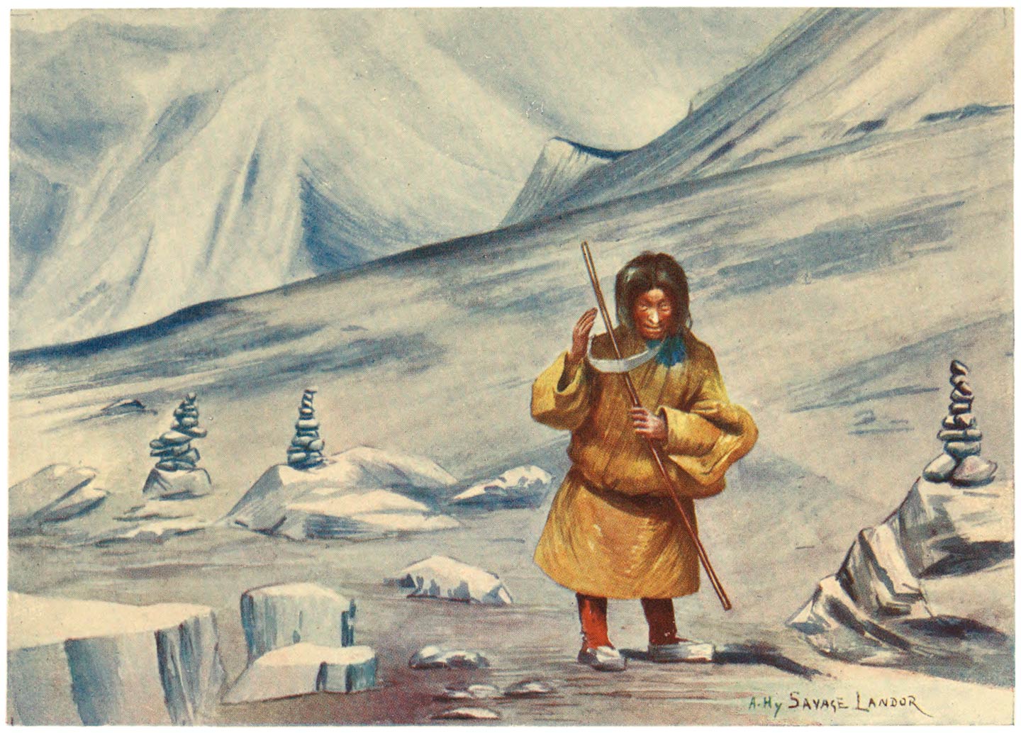 A Tibetan Spy in the Disguise of a Beggar approaching the Author’s Camp