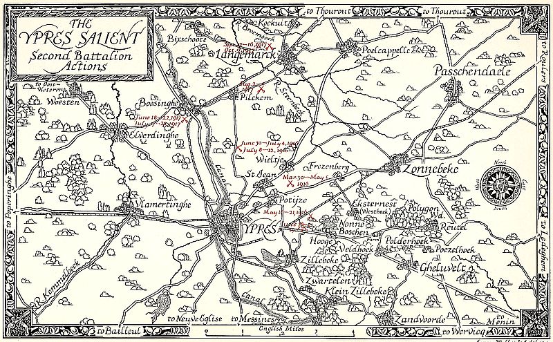 Map of area near Ypres
