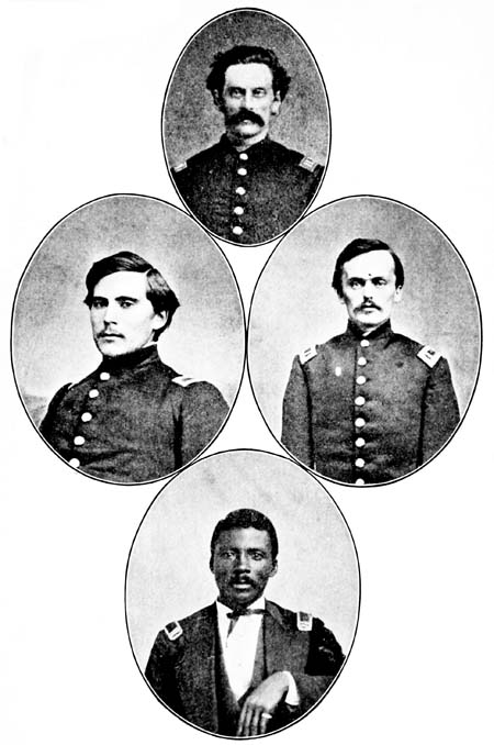 CAPT. L. W. METCALF, CAPT. MIRON W. SAXTON, CAPT. A. W. JACKSON, CORPORAL PETER WAGGALL