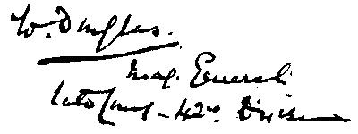 (signature:) W. Douglas.   Maj. General [illegible] 42nd Division]