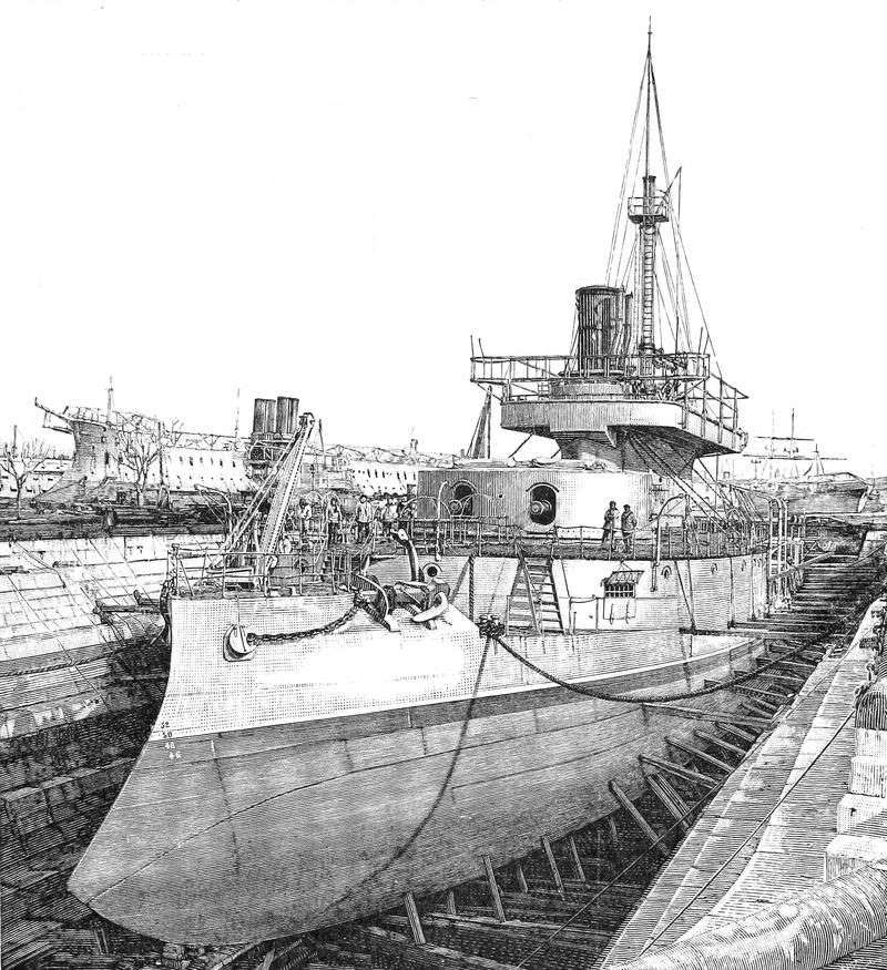 War-ship in dry-dock