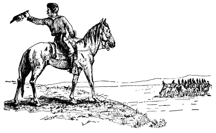 Man on a horse waving his hat