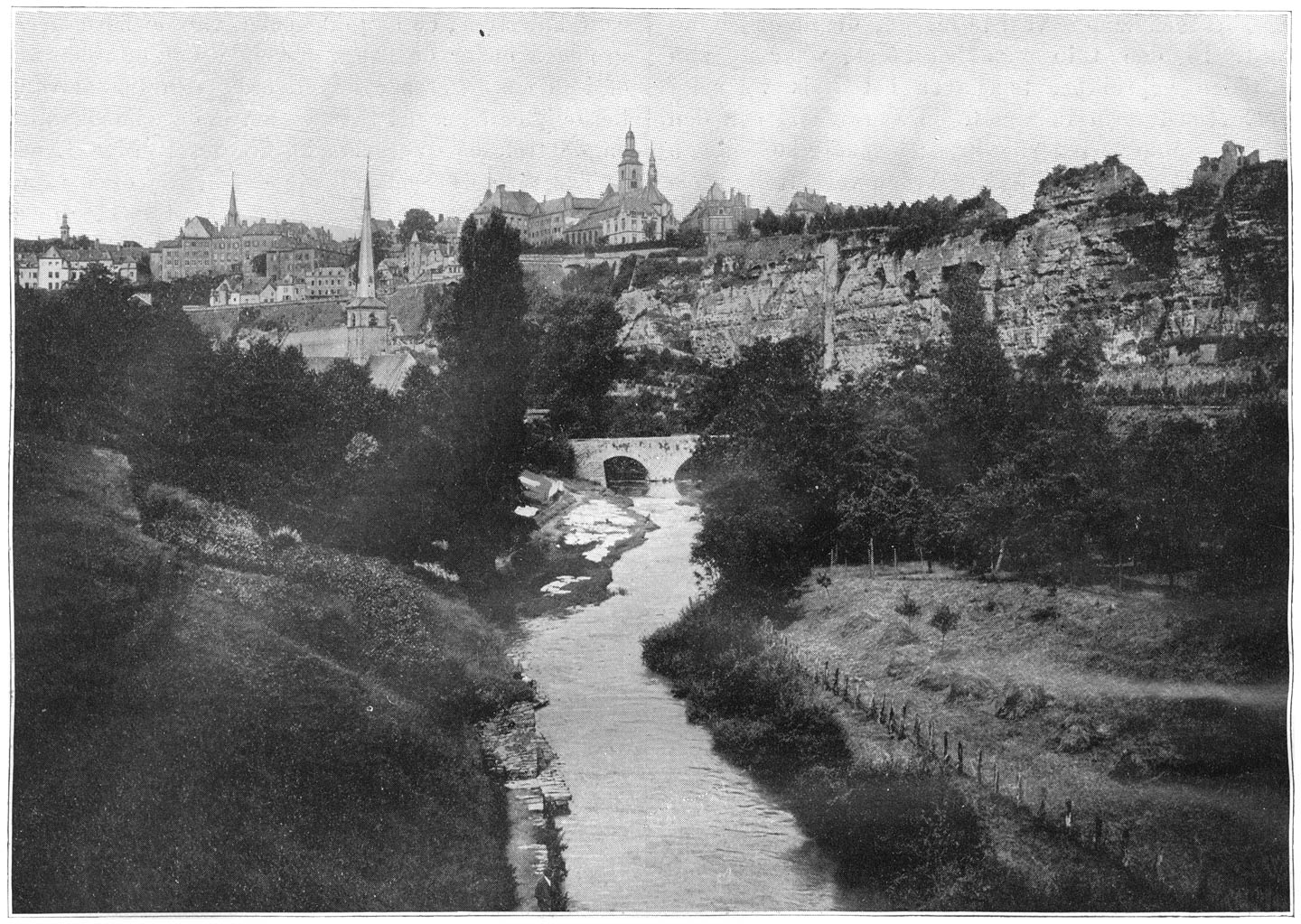 Hoe de Else of Alzette om de stad loopt.