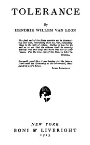 Tolerance, Hendrik Willem Van Loon