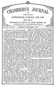 Chambers's Journal of Popular Literature, Science, and Art, fifth series, no. 149, vol. III, November 6, 1886, Various