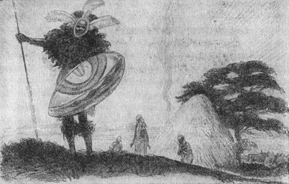 Massai, mit Schild und Speer