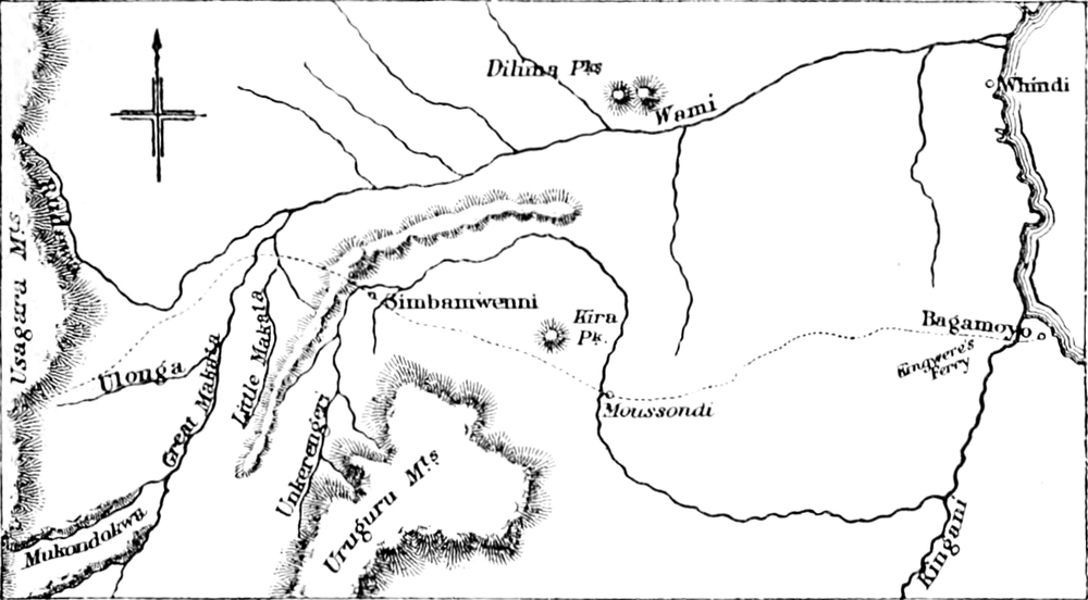 Landkarte der Gegend östlich   der Usagara-Berge