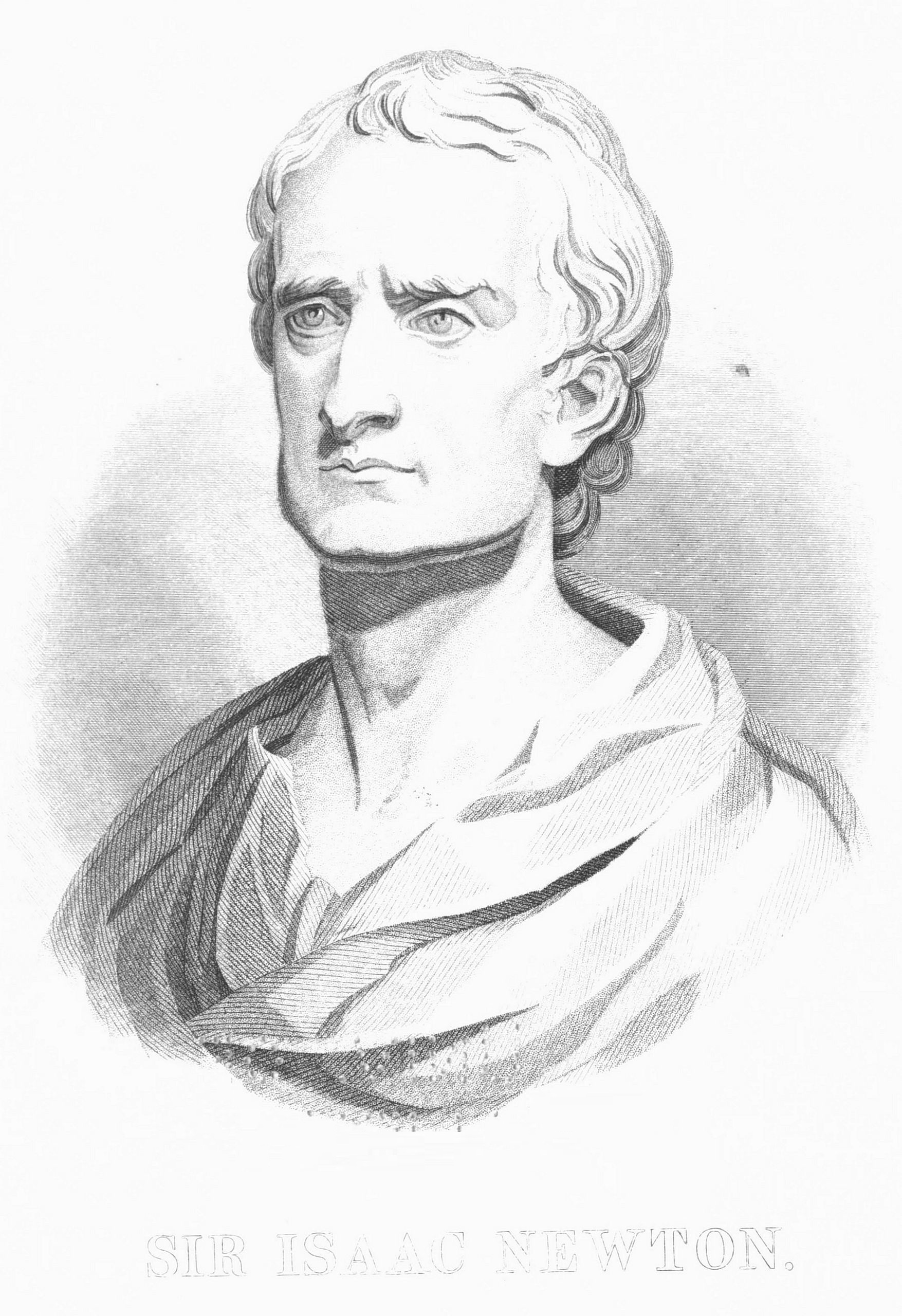 Portrait of Sir Isaac Newton  taken from the Bust in the Royal Observatory at Greenwich.