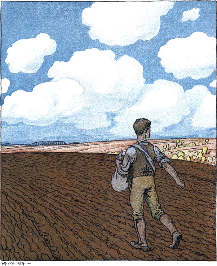 Der Sämann bestellt sein   Feld.