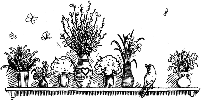 Wandregal mit Blumen, Vogel und   Schmetterlingen