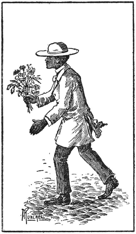 .... met een handvol bloemen voor den kranke,....