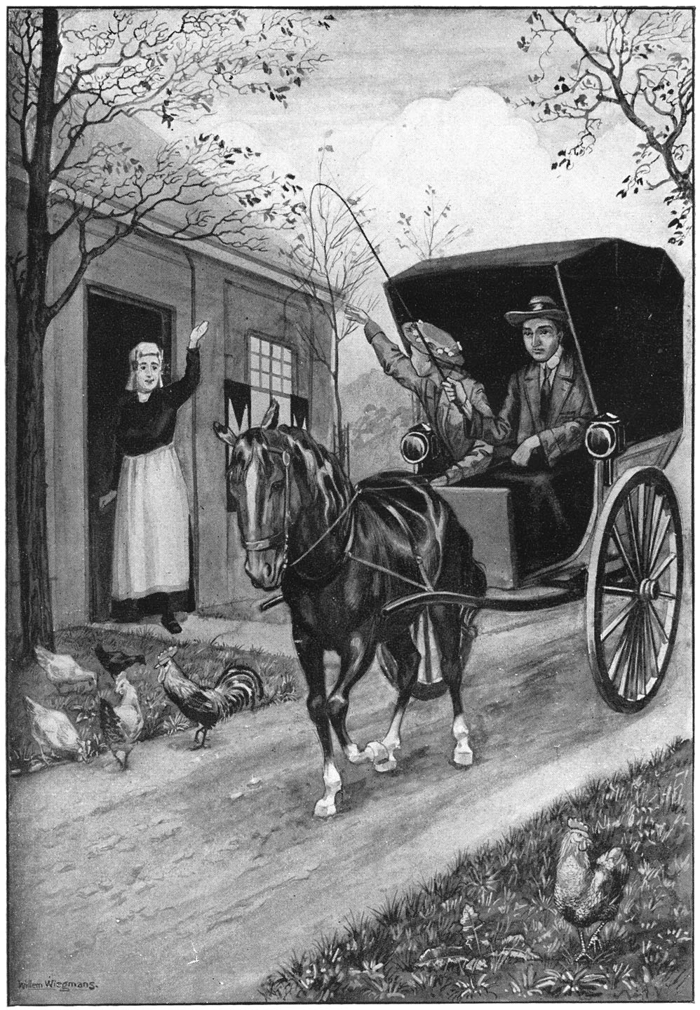 En aldoor maar wuifde ze naar Juffrouw Wije.