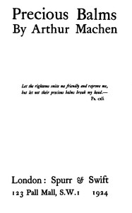 Precious balms, Arthur Machen