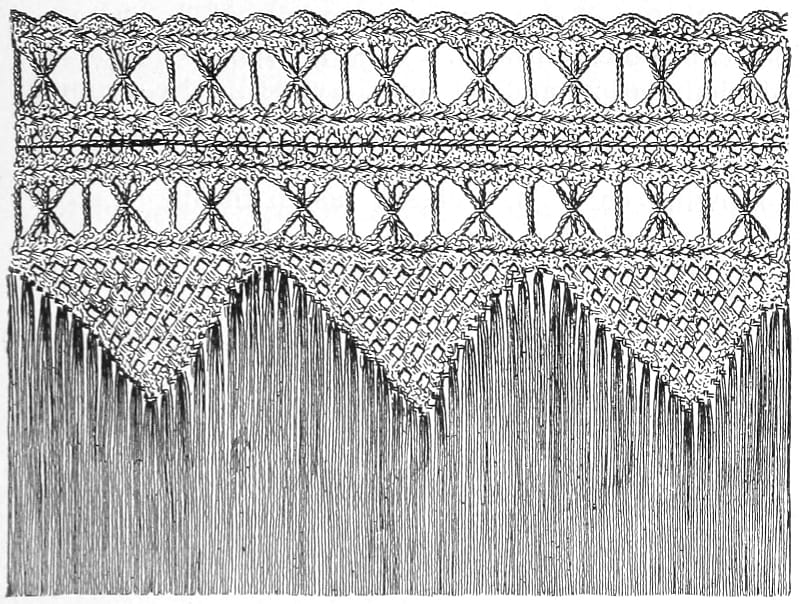 A crocheted lambrequin