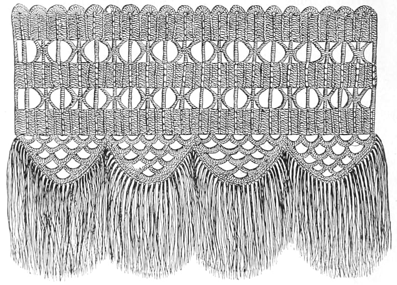 A crocheted lambrequin