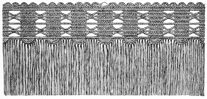 A crocheted lambrequin