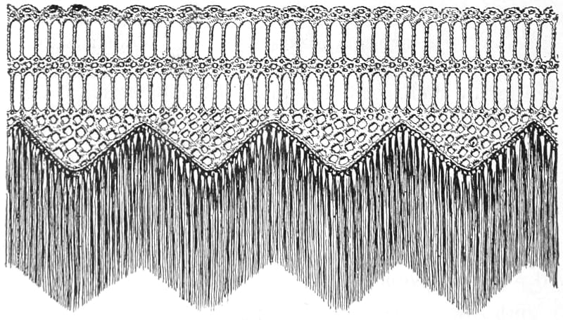 A crocheted lambrequin