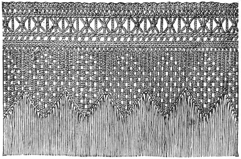 A crocheted lambrequin