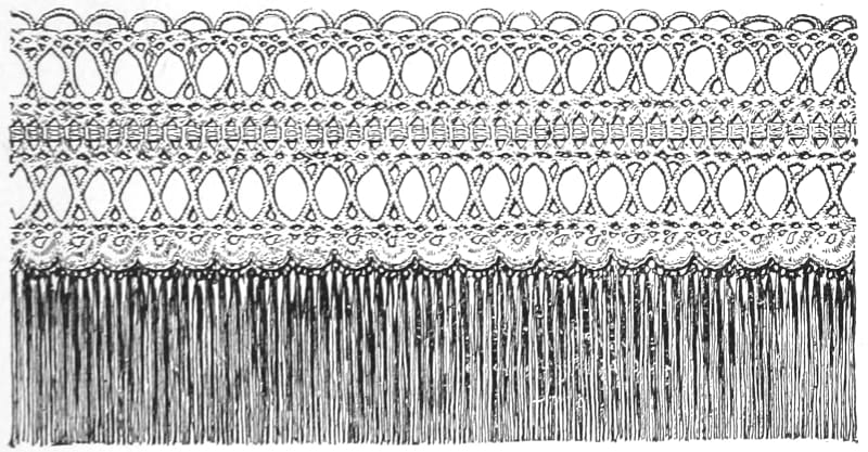 A crocheted lambrequin