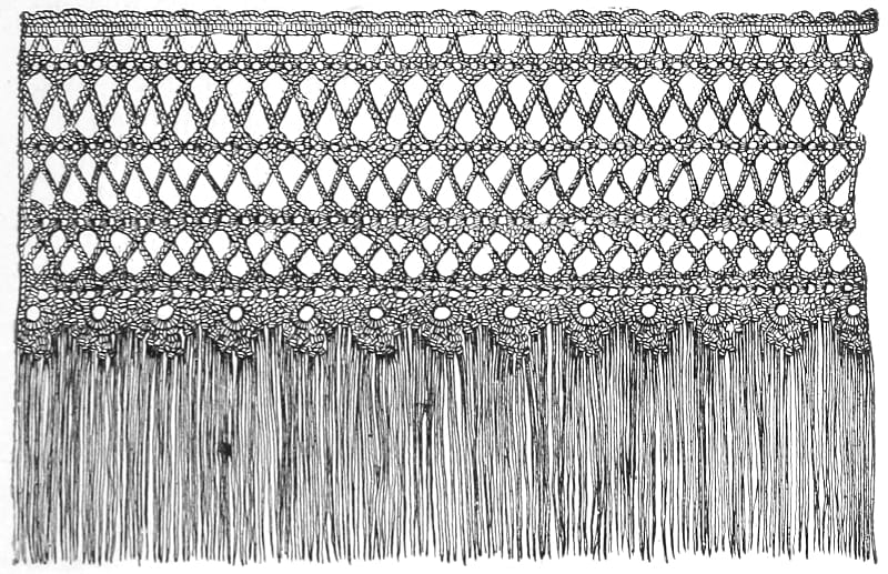 A crocheted lambrequin